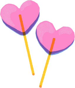 Risograph Heart Lollipops 
